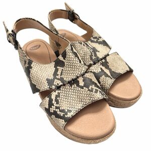 Dr. Scholl's Cream and Black Espadrille Sandals Thick Sole Wide Straps Size 8